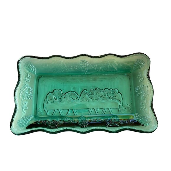 Vintage Tiara by Indiana Glass Mini Last Supper Butter Dish Plate - Picture 8 of 13